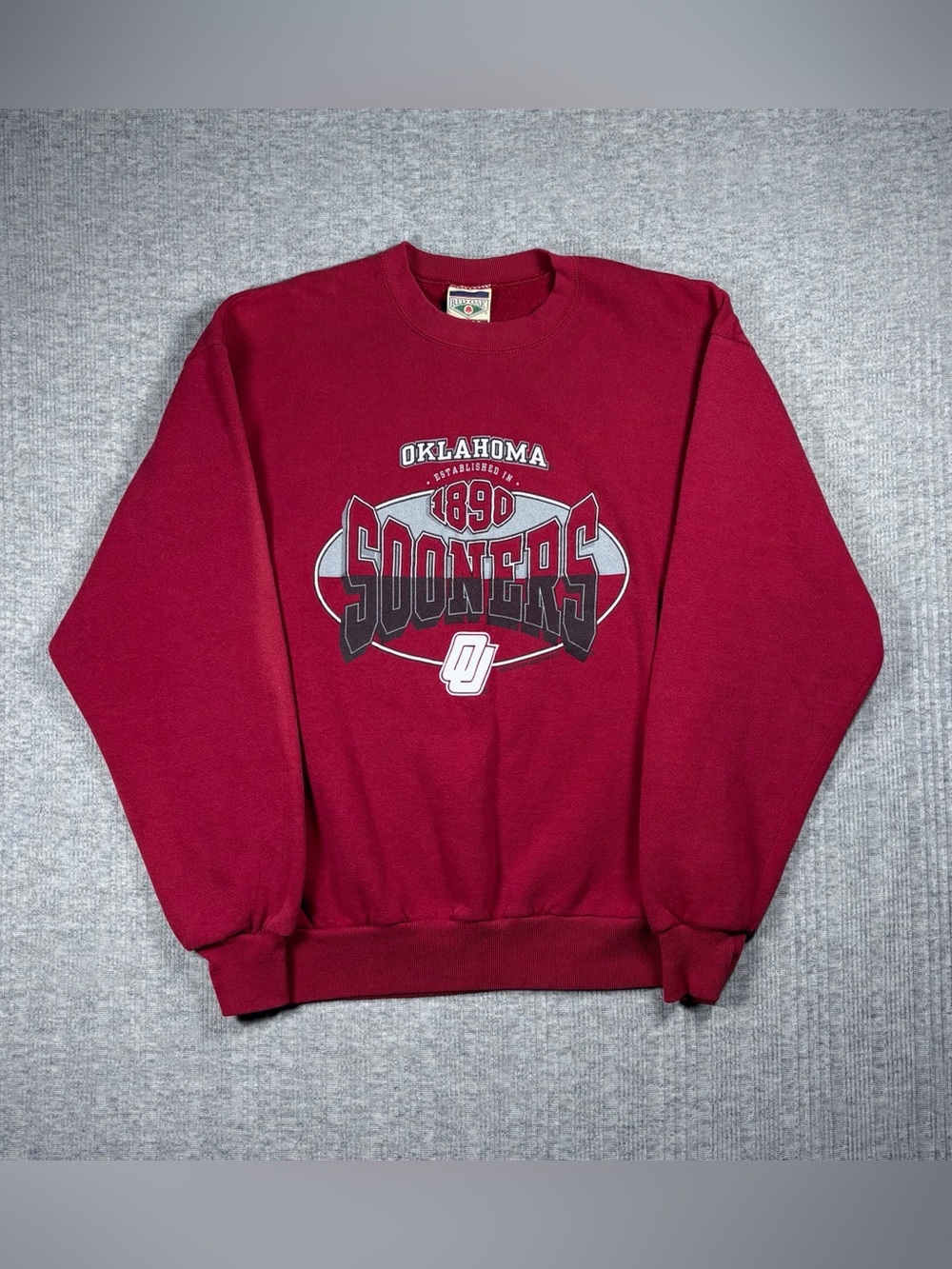 Vintage Oklahoma Sooners Crewneck Sweatshirt Red Oak Mens L Football Made In USA